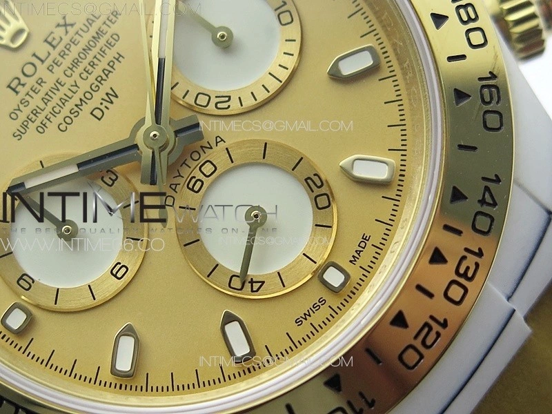 Daytona DIW White Carbon YG DIWF Best Edition Gold Dial on Black Nylon Strap A7750