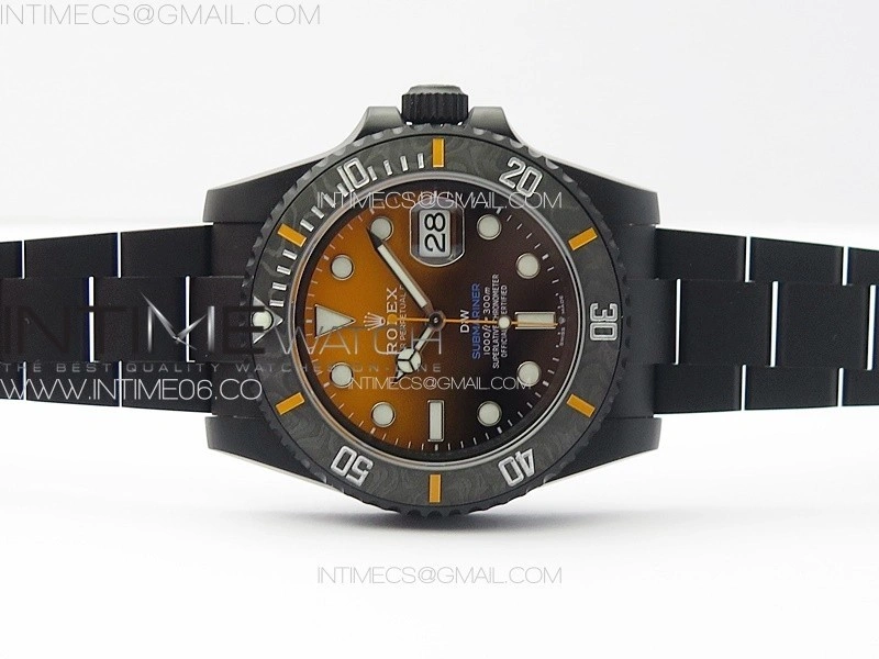 Submariner DIW Carbon Bezel VSF 1:1 Best Edition Orange Dial on DLC Bracelet VS3135