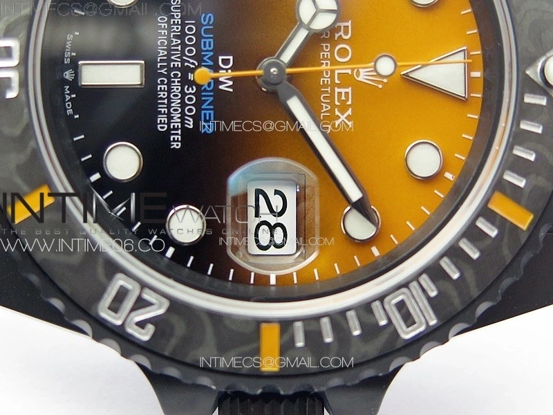 Submariner DIW Carbon Bezel VSF 1:1 Best Edition Orange Dial on DLC Bracelet VS3135