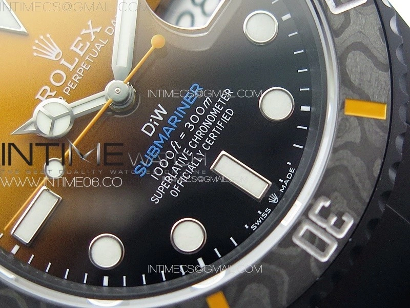 Submariner DIW Carbon Bezel VSF 1:1 Best Edition Orange Dial on DLC Bracelet VS3135