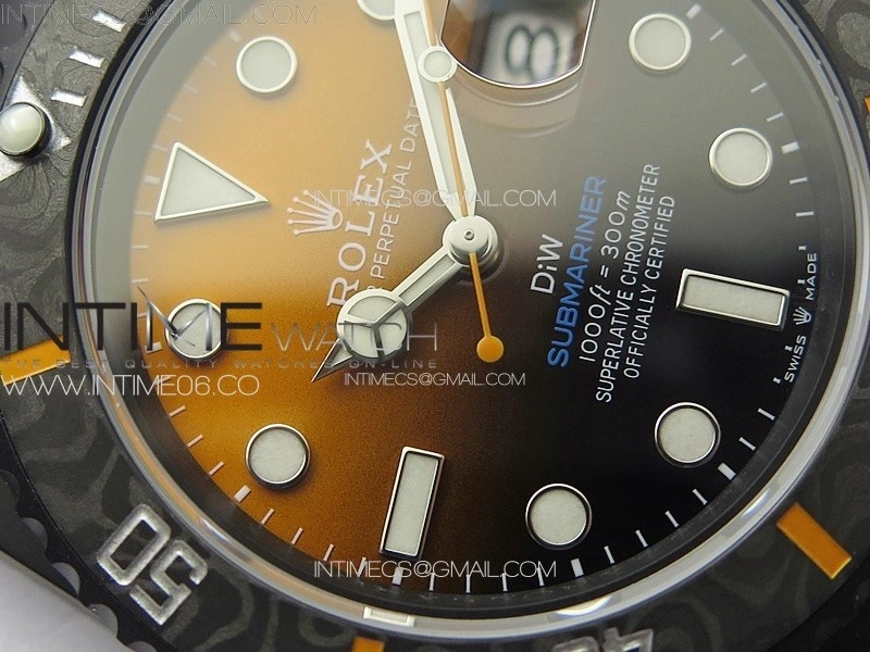 Submariner DIW Carbon Bezel VSF 1:1 Best Edition Orange Dial on DLC Bracelet VS3135