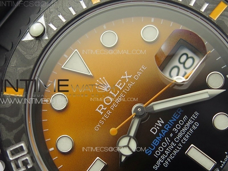 Submariner DIW Carbon Bezel VSF 1:1 Best Edition Orange Dial on DLC Bracelet VS3135