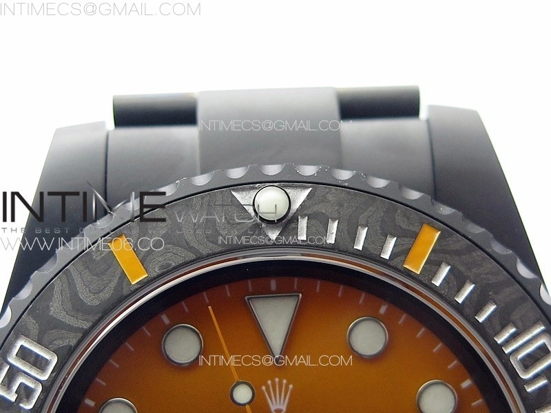 Submariner DIW Carbon Bezel VSF 1:1 Best Edition Orange Dial on DLC Bracelet VS3135