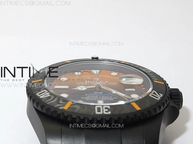 Submariner DIW Carbon Bezel VSF 1:1 Best Edition Orange Dial on DLC Bracelet VS3135