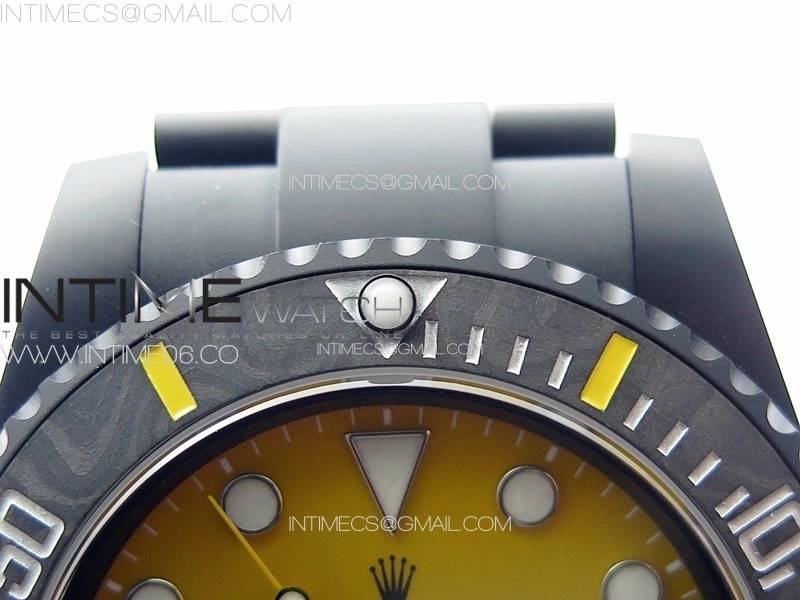 Submariner DIW Carbon Bezel VSF 1:1 Best Edition Yellow Dial on DLC Bracelet VS3135
