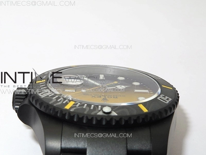 Submariner DIW Carbon Bezel VSF 1:1 Best Edition Yellow Dial on DLC Bracelet VS3135