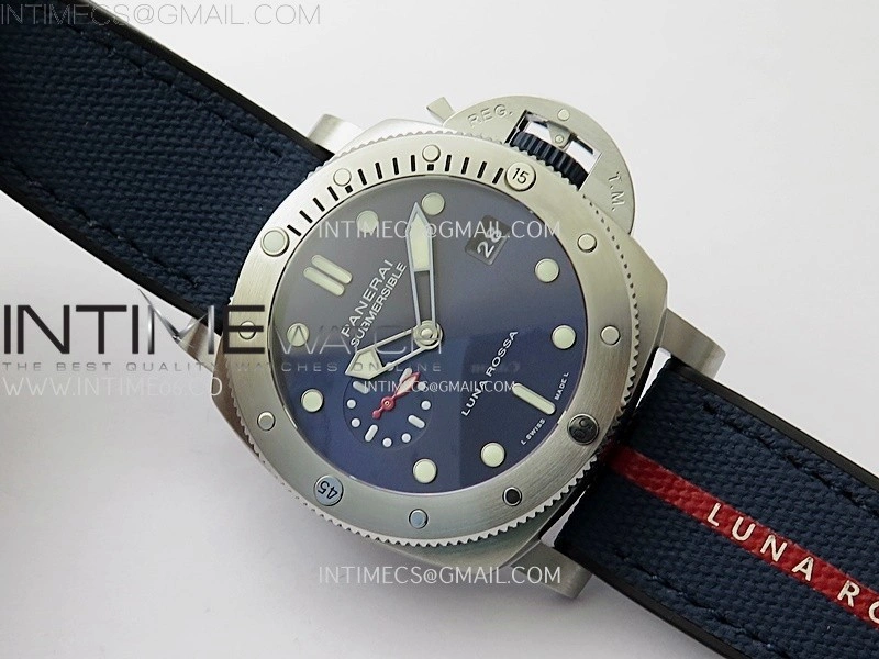 PAM1391 Submersible 44mm VSF 1:1 Best Edition Blue Dial on Blue Kevlar Composite Strap P900