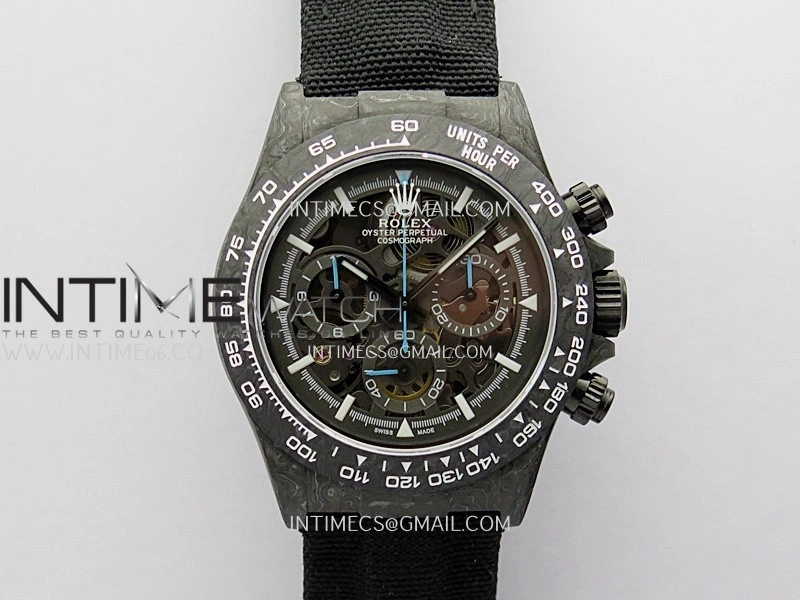 Daytona DIW Carbon Blue Second Hand DIWF Best Edition Skeleton Dial On Black Nylon Strap SA4130