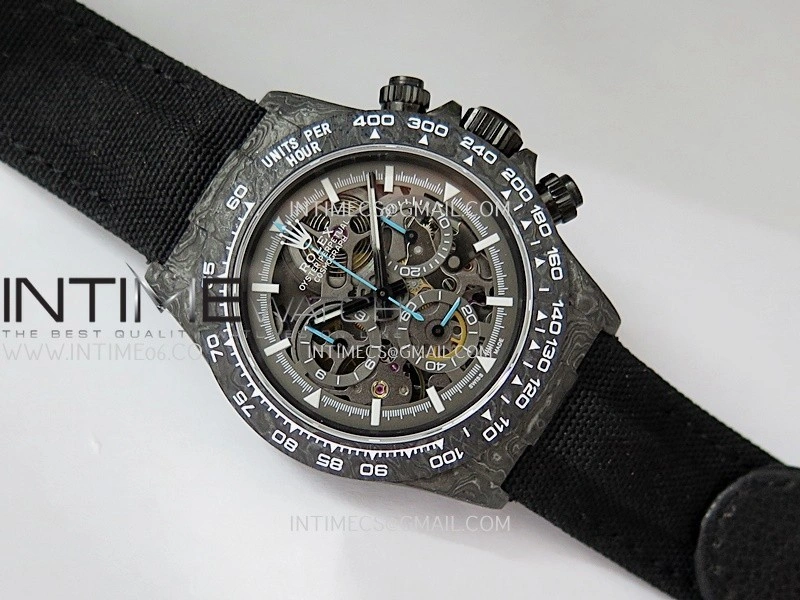 Daytona DIW Carbon Blue Second Hand DIWF Best Edition Skeleton Dial On Black Nylon Strap SA4130