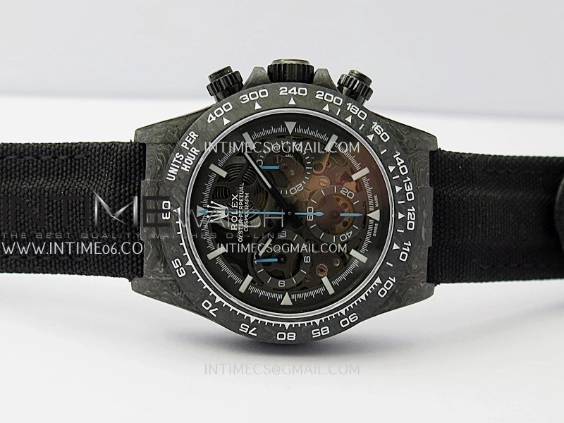 Daytona DIW Carbon Blue Second Hand DIWF Best Edition Skeleton Dial On Black Nylon Strap SA4130