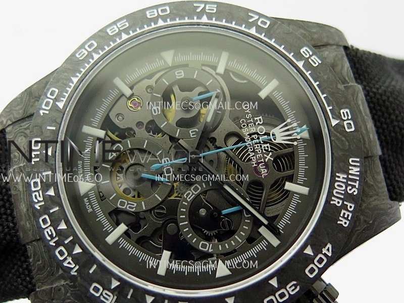 Daytona DIW Carbon Blue Second Hand DIWF Best Edition Skeleton Dial On Black Nylon Strap SA4130