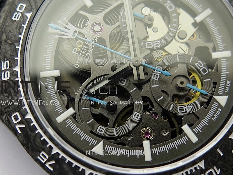 Daytona DIW Carbon Blue Second Hand DIWF Best Edition Skeleton Dial On Black Nylon Strap SA4130