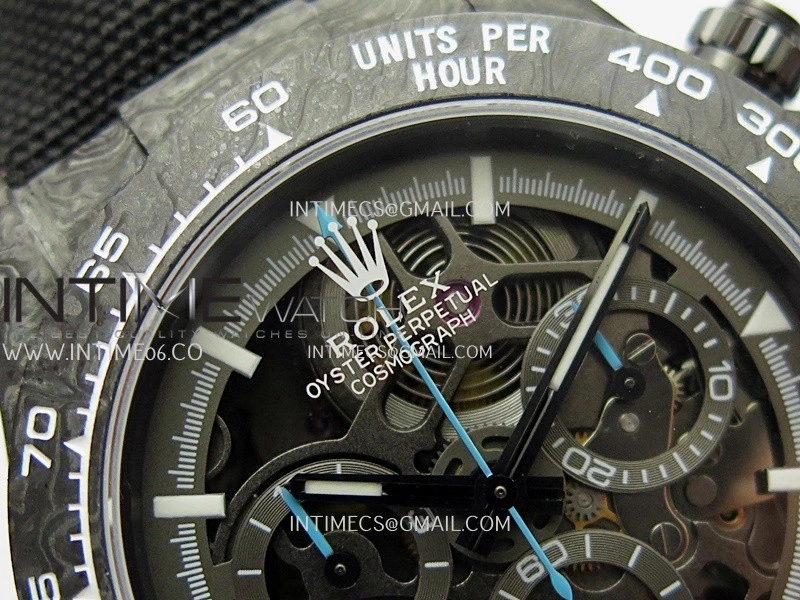 Daytona DIW Carbon Blue Second Hand DIWF Best Edition Skeleton Dial On Black Nylon Strap SA4130