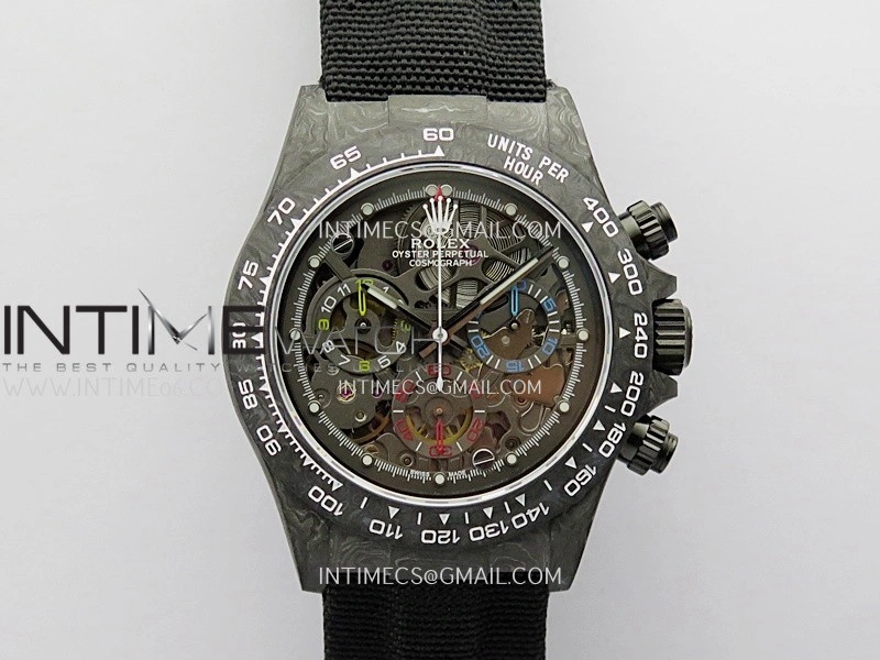 Daytona DIW Carbon Gold Second Hand DIWF Best Edition Skeleton Dial On Black Nylon Strap SA4130