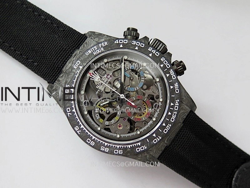 Daytona DIW Carbon Gold Second Hand DIWF Best Edition Skeleton Dial On Black Nylon Strap SA4130