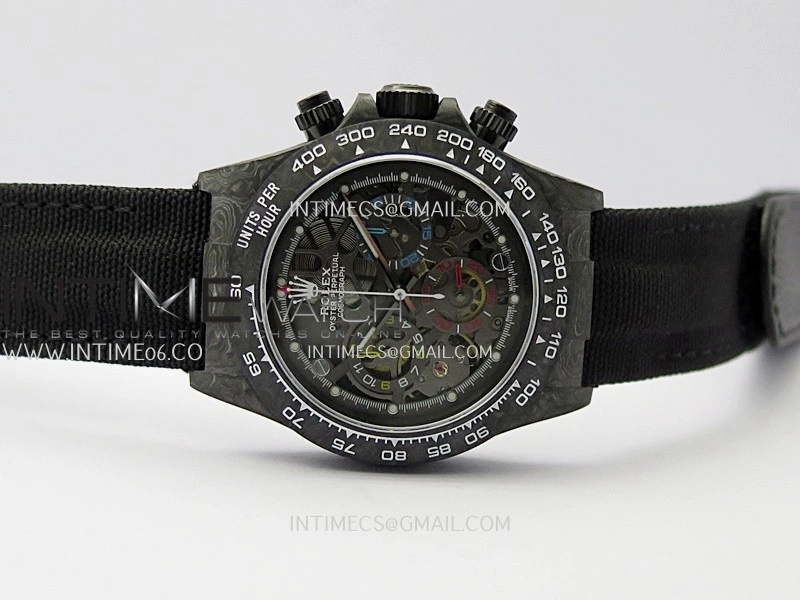 Daytona DIW Carbon Gold Second Hand DIWF Best Edition Skeleton Dial On Black Nylon Strap SA4130