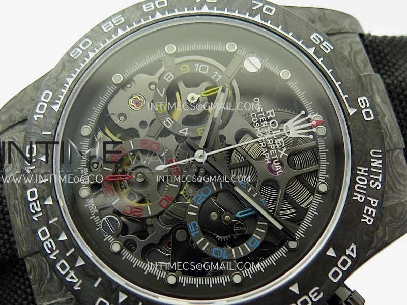 Daytona DIW Carbon Gold Second Hand DIWF Best Edition Skeleton Dial On Black Nylon Strap SA4130
