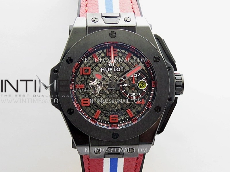 Hublot Big Bang Unico 44mm Carbon PVD HBBF 1:1 Best Edition Skeleton Dial Red Marker On Colors Gummy Strap A1280