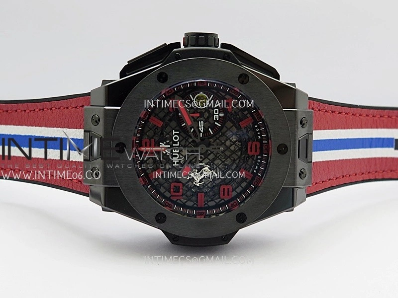 Hublot Big Bang Unico 44mm Carbon PVD HBBF 1:1 Best Edition Skeleton Dial Red Marker On Colors Gummy Strap A1280