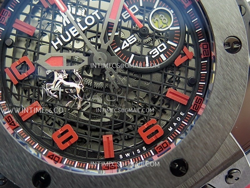 Hublot Big Bang Unico 44mm Carbon PVD HBBF 1:1 Best Edition Skeleton Dial Red Marker On Colors Gummy Strap A1280