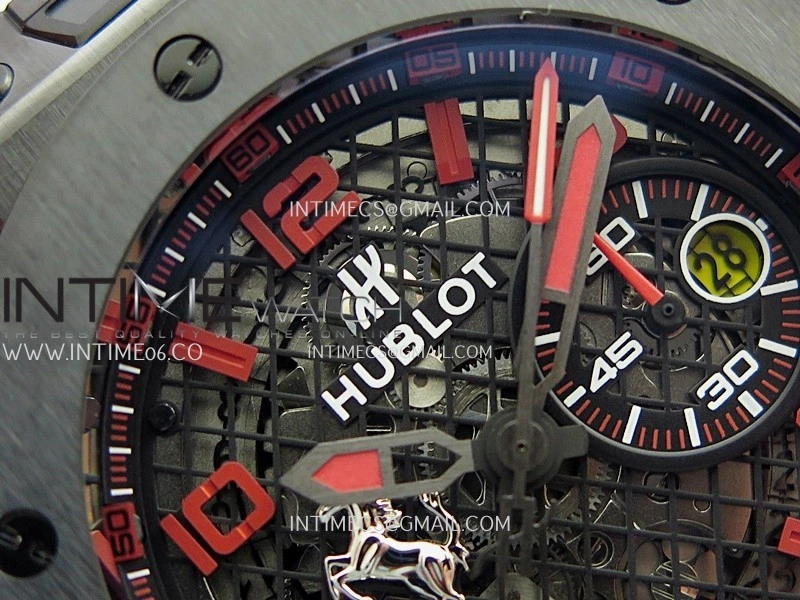 Hublot Big Bang Unico 44mm Carbon PVD HBBF 1:1 Best Edition Skeleton Dial Red Marker On Colors Gummy Strap A1280