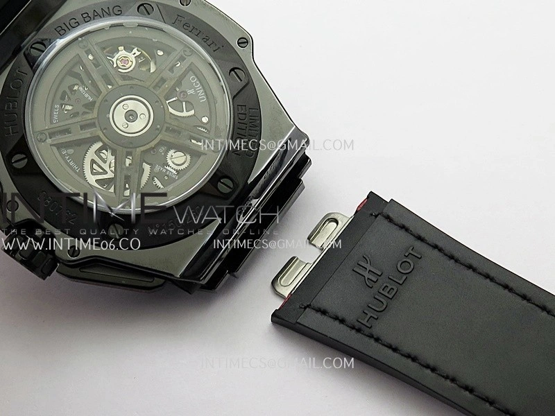Hublot Big Bang Unico 44mm Carbon PVD HBBF 1:1 Best Edition Skeleton Dial Red Marker On Colors Gummy Strap A1280