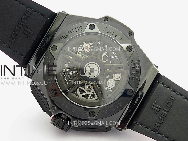 Hublot Big Bang Unico 44mm Carbon PVD HBBF 1:1 Best Edition Skeleton Dial Red Marker On Colors Gummy Strap A1280