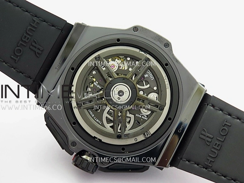 Hublot Big Bang Unico 44mm Carbon PVD HBBF 1:1 Best Edition Skeleton Dial Red Marker On Colors Gummy Strap A1280