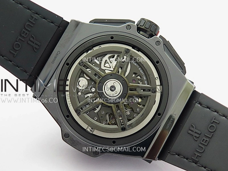 Hublot Big Bang Unico 44mm Carbon PVD HBBF 1:1 Best Edition Skeleton Dial Red Marker On Colors Gummy Strap A1280