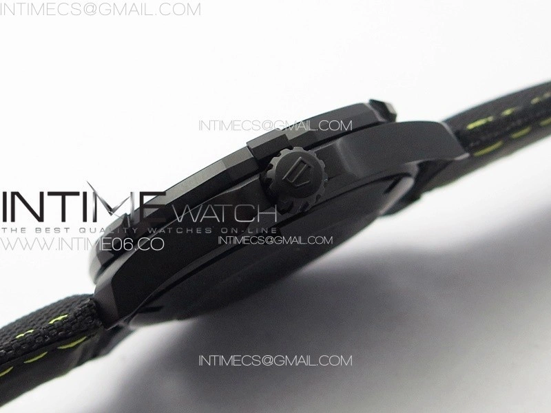 Aquaracer Calibre 5 PVD 41mm TARF 1:1 Best Edition Carbon Yellow Dial on Black Nylon Strap SW200