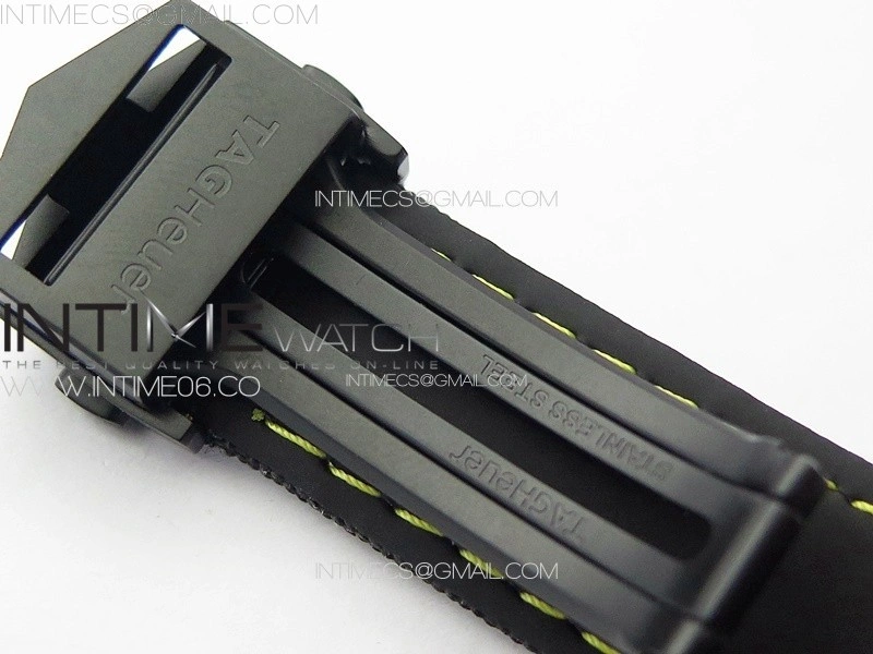Aquaracer Calibre 5 PVD 41mm TARF 1:1 Best Edition Carbon Yellow Dial on Black Nylon Strap SW200
