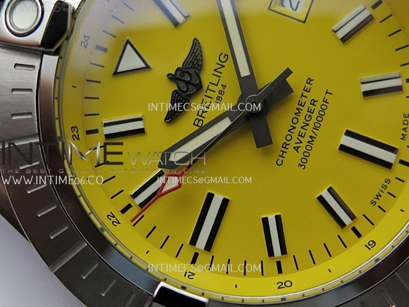 Avenger Automatic 43mm SS TF 1:1 Best Edition Yellow Dial Stick Marker on Black Nylon Strap A2824