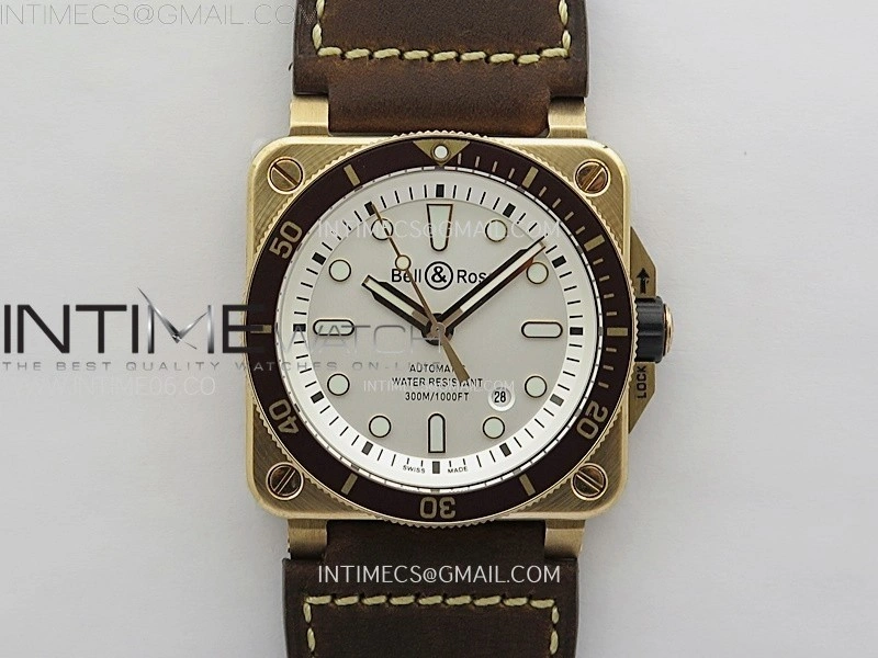 BR 03-92 Diver Ceramic Bezel Bronze B12 1:1 Best Edition White Dial on Brown Leather Strap MIYOTA 9015