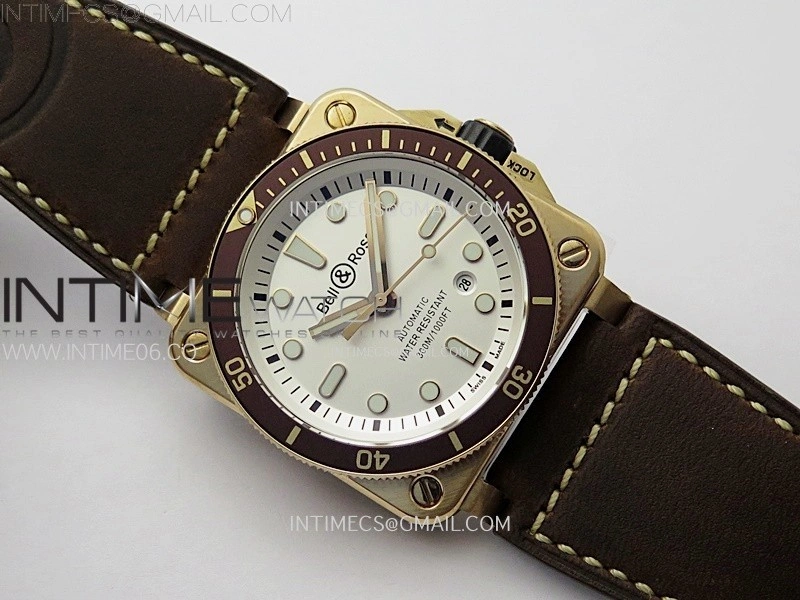 BR 03-92 Diver Ceramic Bezel Bronze B12 1:1 Best Edition White Dial on Brown Leather Strap MIYOTA 9015