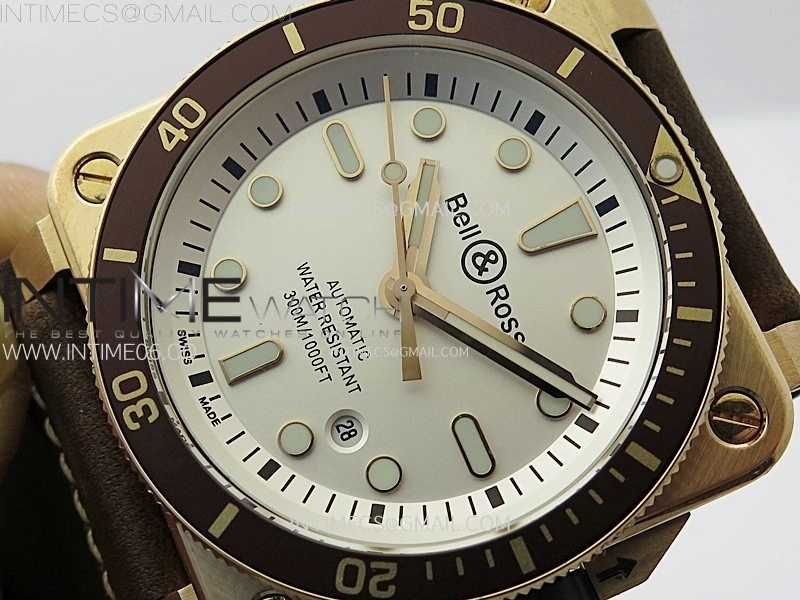 BR 03-92 Diver Ceramic Bezel Bronze B12 1:1 Best Edition White Dial on Brown Leather Strap MIYOTA 9015