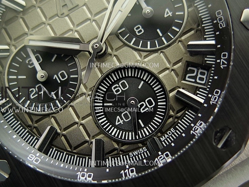 Royal Oak Offshore 43mm 26420 Ceramic Bezel SS DDF 1:1 Smoke Light Brown Dial On Gray Rubber Strap DD4401 Super Clone