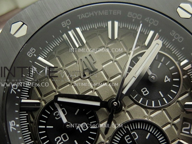 Royal Oak Offshore 43mm 26420 Ceramic Bezel SS DDF 1:1 Smoke Light Brown Dial On Gray Rubber Strap DD4401 Super Clone