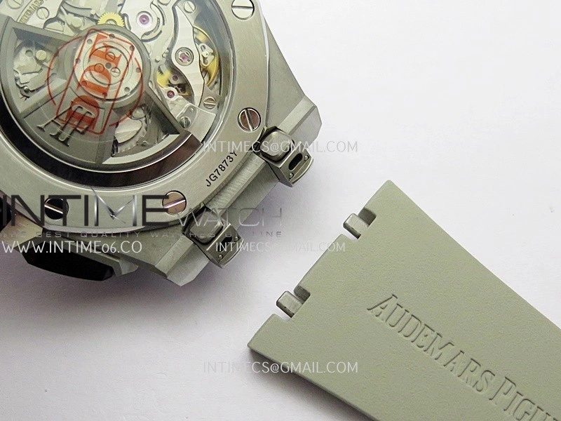 Royal Oak Offshore 43mm 26420 Ceramic Bezel SS DDF 1:1 Smoke Light Brown Dial On Gray Rubber Strap DD4401 Super Clone