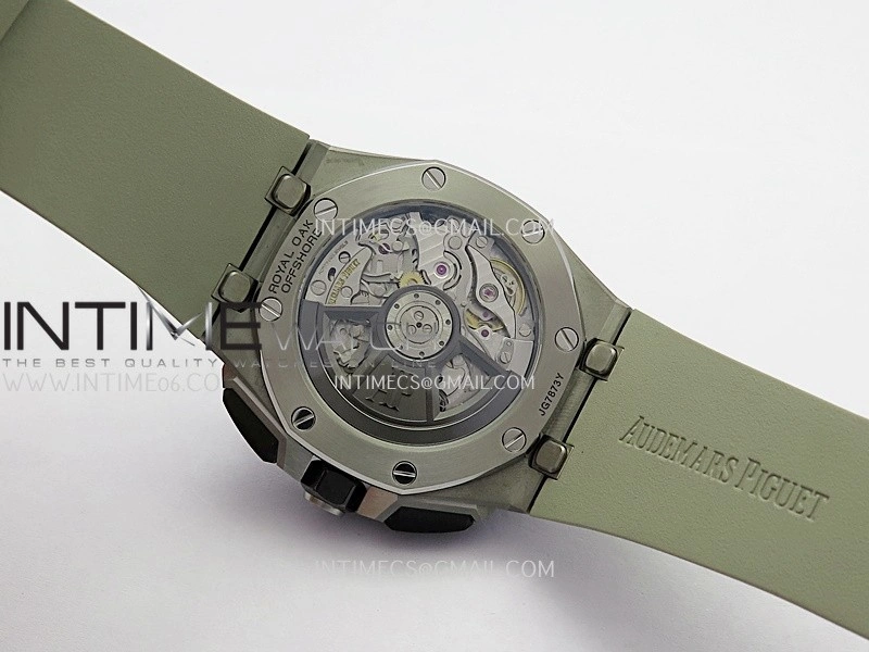 Royal Oak Offshore 43mm 26420 Ceramic Bezel SS DDF 1:1 Smoke Light Brown Dial On Gray Rubber Strap DD4401 Super Clone