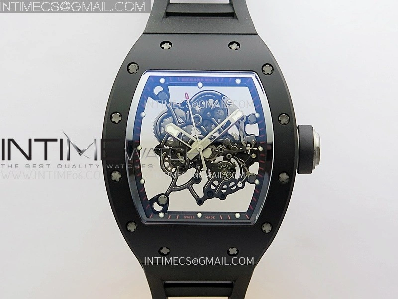 RM055 Black Ceramic Black Inner Bezel APSF 1:1 Best Edition On Black Rubber Strap RMUL2 Super Clone