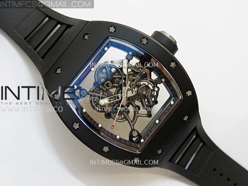 RM055 Black Ceramic Black Inner Bezel APSF 1:1 Best Edition On Black Rubber Strap RMUL2 Super Clone