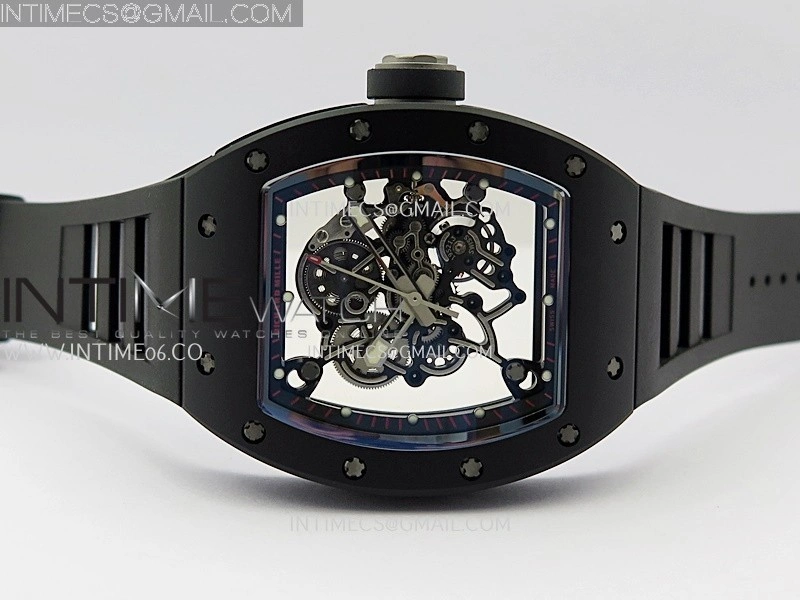 RM055 Black Ceramic Black Inner Bezel APSF 1:1 Best Edition On Black Rubber Strap RMUL2 Super Clone