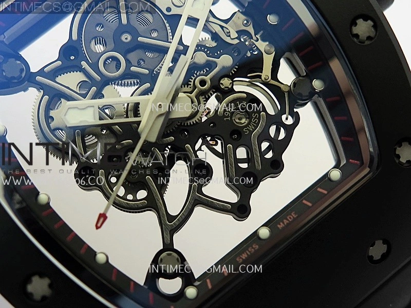 RM055 Black Ceramic Black Inner Bezel APSF 1:1 Best Edition On Black Rubber Strap RMUL2 Super Clone