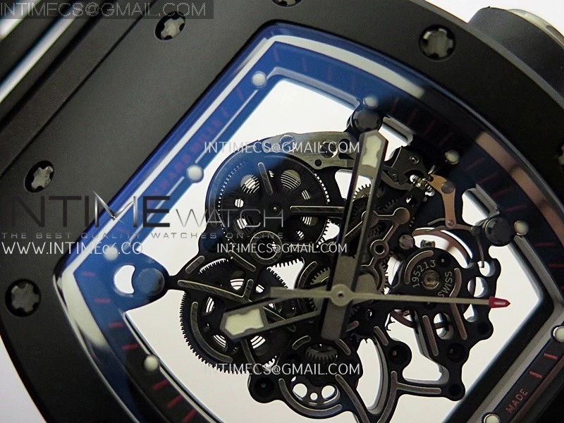 RM055 Black Ceramic Black Inner Bezel APSF 1:1 Best Edition On Black Rubber Strap RMUL2 Super Clone