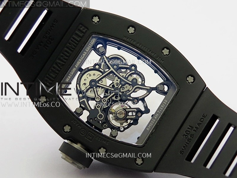 RM055 Black Ceramic Black Inner Bezel APSF 1:1 Best Edition On Black Rubber Strap RMUL2 Super Clone