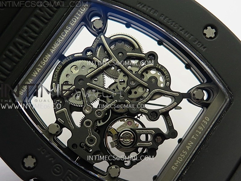 RM055 Black Ceramic Black Inner Bezel APSF 1:1 Best Edition On Black Rubber Strap RMUL2 Super Clone