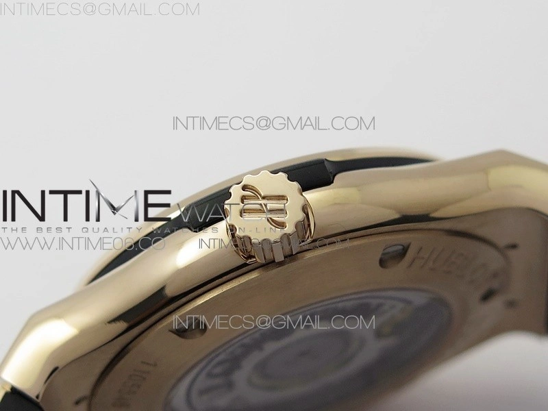 Classic Fusion 42mm RG Paved Diamonds Bezel B50F Black Dial On Black Gummy Strap A2892