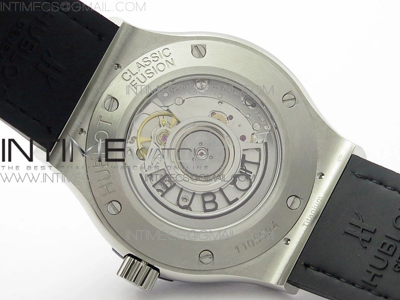 Classic Fusion 42mm SS Paved Diamonds Bezel B50F Black Dial On Black Gummy Strap A2892