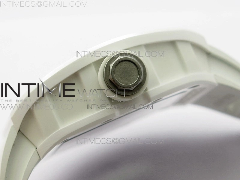 RM055 White Ceramic KVF Best Edition Skeleton Dial Black Crown on White Rubber Strap MIYOTA8215 V3