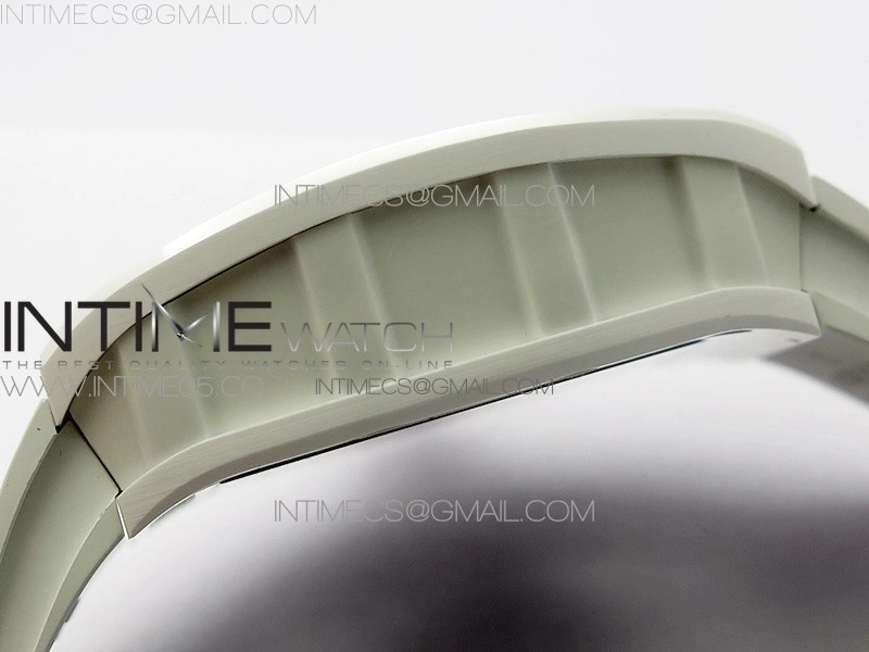 RM055 White Ceramic KVF Best Edition Skeleton Dial Black Crown on White Rubber Strap MIYOTA8215 V3